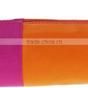 Faux Leather With Canvas Design Cosmetic Bag photo-5