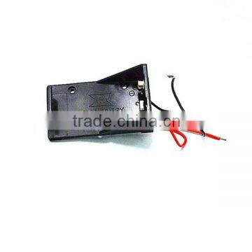 Battery holder for a 9V battery has 6 inch wires