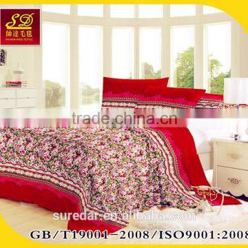 blanket China supplier easy carry romatic roses top quality extra soft two sides fleece blanket flannel blanket