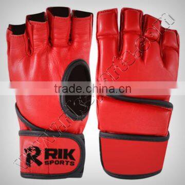 Grappling MMA Short Finger Gloves, made of finest quality cowhide leather, Without Thumb & Palm, inside durable foam padded