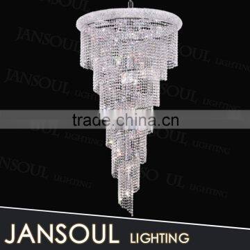 hot ceiling 2015 new vintage chadnelier silver ball big spiral crystal pendant lamp for lobby