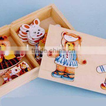 Bear and Rabbit Dress-up Educational Wooden Toy