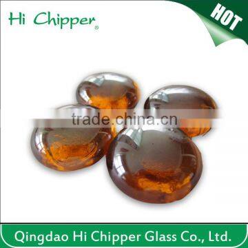 Amber colored glass gem stone for fireplace decoration