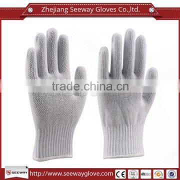 SEEWAY PVC Dots Dipped White Cotton knitted Industry Safety Work Gloves for Hands Protection