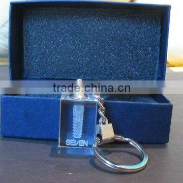 3D Laser light keyring Crystal Keychain