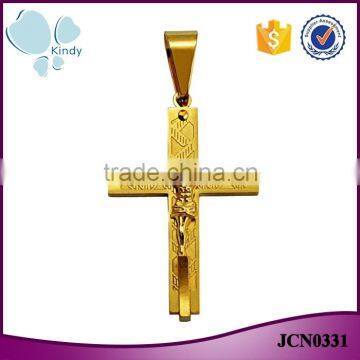 Wholesale fashion jewelry JCN0331 gold stainless steel Jesus cross necklace pendant