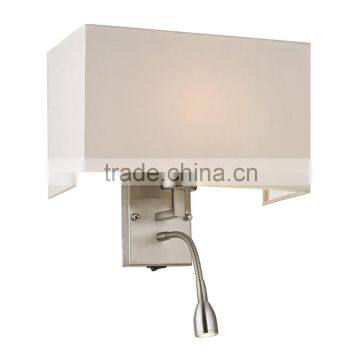Cloth Shade Wall Lamp With LED Reading for Bedroom Room and Hotel photo-3