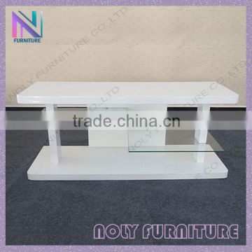 Hot Sale Modern Appearance Double Lays Square Glass TV Stand Table