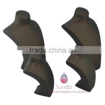 Popular Brown Leather Wrapped Wooden Necklace Display Bust photo-3
