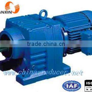 Cast iron inline shaft helical gear drive reducer with electric motor R series