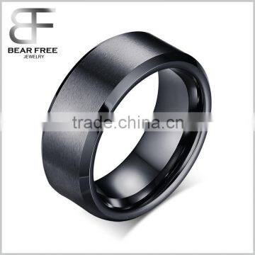 Tungsten Carbide Mens Black Wedding Band Ring in Comfort Fit Matte Finish