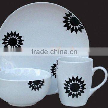 3pcs decal printing ceramic breakfast set