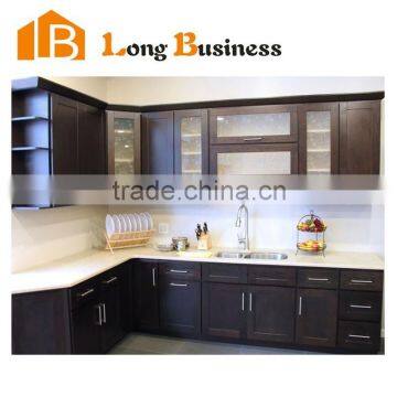 LB-JL1067 New interior solid wood kitchen design white painted with handls and drawers