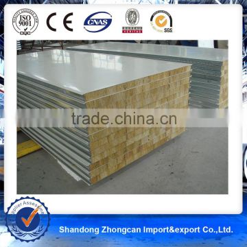 950mm Width PPGI 0.45mm Steel Rock Wool Sandwich Panel for Sale