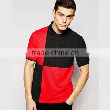 contrast color block polo shirt men