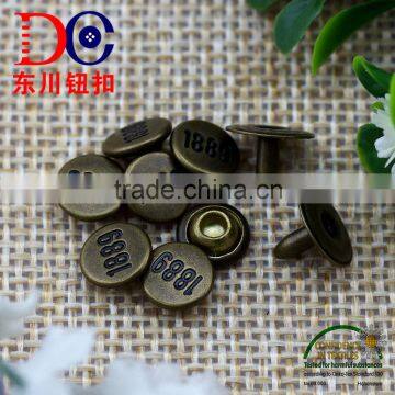 Metal Button Antique Brass Jeans Rivet With Custom Logo,Apparel Jeans Rivet Buttons for Jeans photo-2