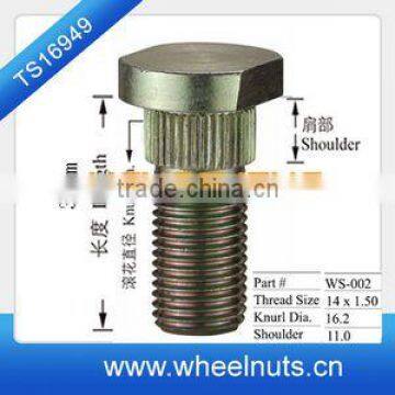 34mm length wheel knurl two sides cut wheel stud