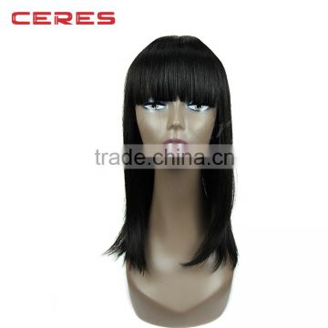 cheap human hair mixed noble synthetic hair wig shoulder length