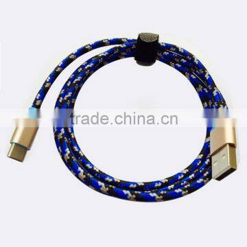 2016 Wholesale Type C Nylon Braided Jacket Quick Charge Data Line Cable