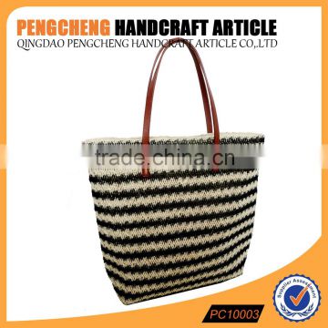 Fashion ladies tote shoulder bag in hot sale new style paper straw crochet beach handbag