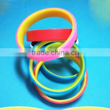 Wholesale Fashion Gifts new double colors silicone bracelet wristband bangle