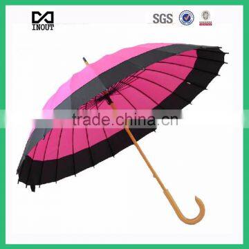 Fashion 16k straight edge wind breaker umbrella wooden