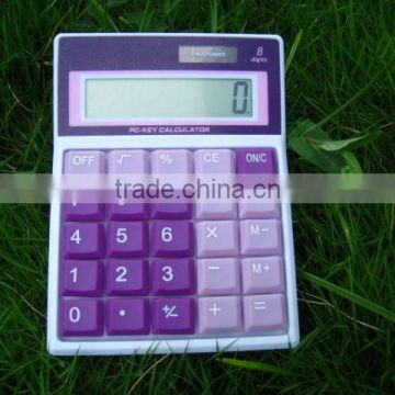 dual power 8 digits color button office desktop calculator