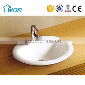 Made in China ceramic oval Counter Top Wash Basin with three hole
