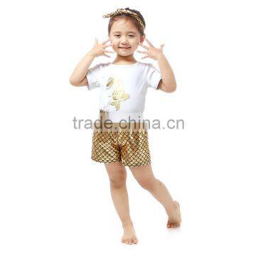 Kids clothes gold mermaid outfit mermaid girl's short set