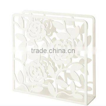 Metal white laser engraving flower tissue holder