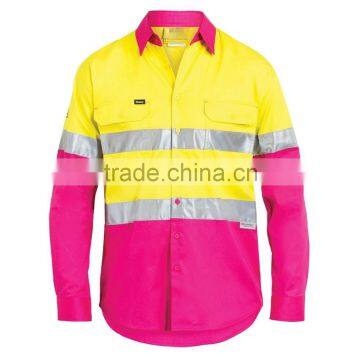 cheap wholesale men's 2 tone HI VIS reflective work shirt