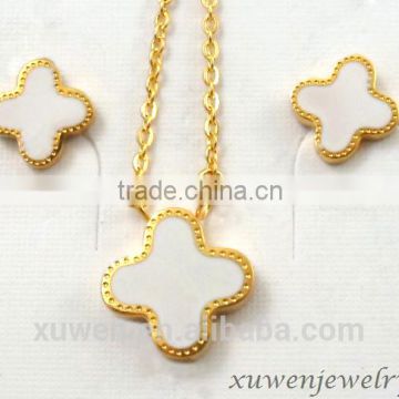 enamel gold plated stainless steel necklace set jewelry