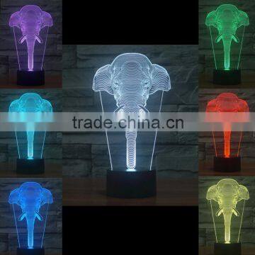 3D Optical Night Light Elephant 7 RGB Light Colors 10 LEDs AA Battery or DC 5V Mixed Lot photo-6