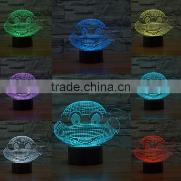 2016 New 3D Optical Night Light Turtle 7 RGB Light Colors 10 LEDs AA Battery or DC 5V Mixed Lot