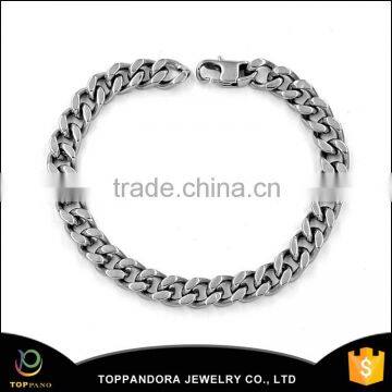 fashion hot sale stainless steel shiny plain metal cuff chain bracelet