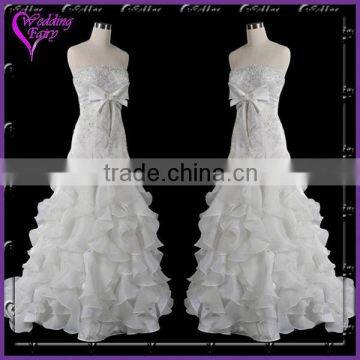 Cheap Prices!! OEM Factory Custom Design stunning asymmetrical neckline organza bridal gown