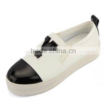 hot sale excellent quality black and white color Guangzhou manufacturer rubber sole lace leather shoes