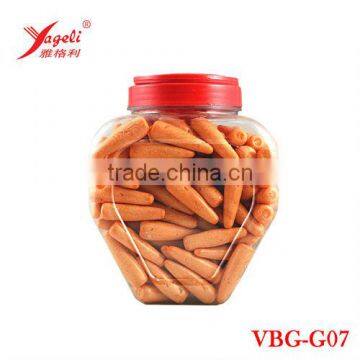 High Quality Carrot Shaped Best Bubble Gum In Small Heart Shaped Jar VBG-G07