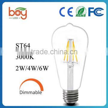 ST64 Amber Tint Led Filament Bulb Dimmable Warm White Decorative Lamp