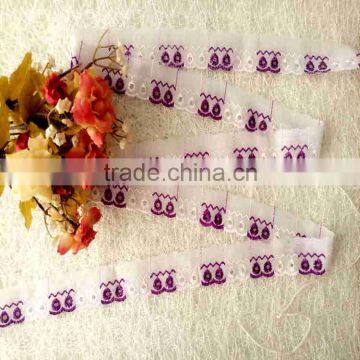 Fashion new flower design french embroidered bridal lace trimming