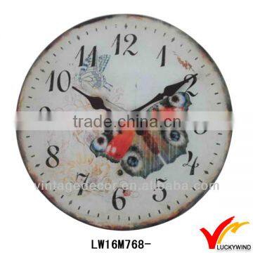 butterfly flower white vintage retro number cheap wall clocks