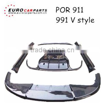 high quality Carbon fiber conversion kit V style package body kit front lip spoiler diffuser side skirts for POR 911 991