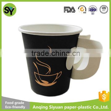 disposable paper coffee cup with handle for hot beverage