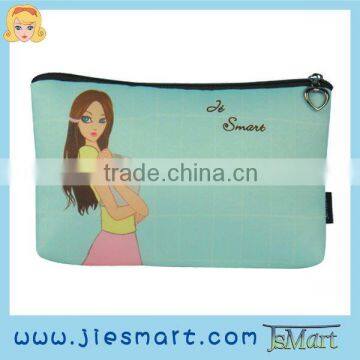 JSMART Student light blue cosmetic bag artistic design customized