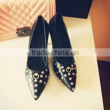 2015 Ladies Fashion Shoes Dress High Heel Leather Shoes Sexy Black Heels CP6675