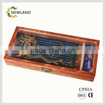 Cheap High Quality 12/24 Black Wooden Color Pencil with Wooden Box