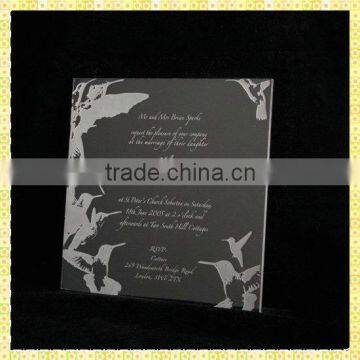 Customized Engraved Glass School Invitation Cards For Guest Souvenir Gifts