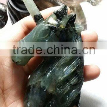 Natural Gemstone Hand Carved Animal Statue Labradorite Unicorn for decoration