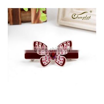 Wholesale deluxe hair jewelry luxury glitter butterfly crystal stone french acetate hair clip barrette