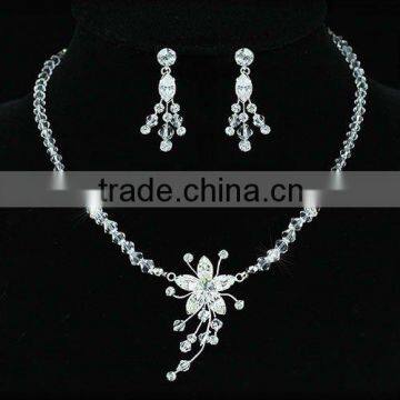 Bridal Wedding Handmade Crystal Necklace Earrings Set CS1221